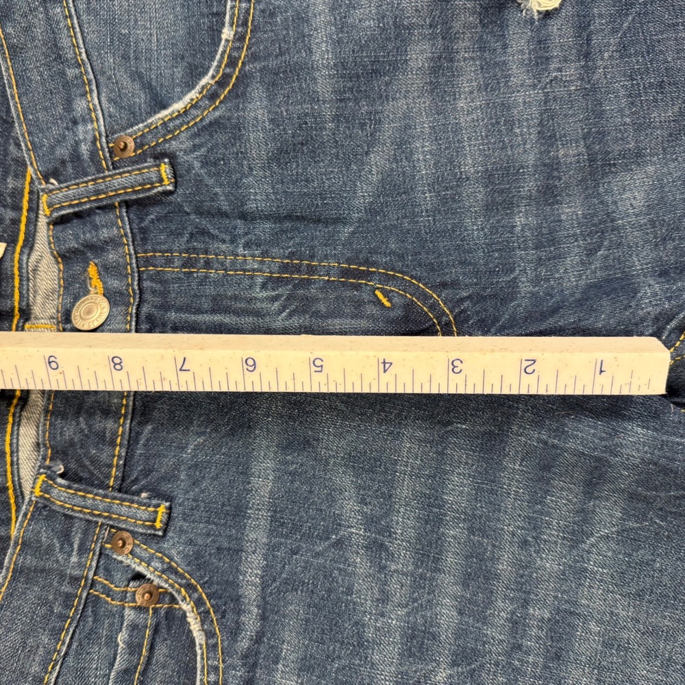 Levis 502 Regular Taper Jeans Dark‎ Wash Distressed Denim 28x28 Womens 16REG - Picture 5 of 9